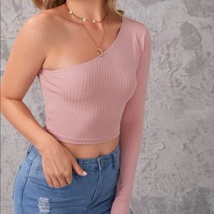 SHEIN one shoulder crop tee